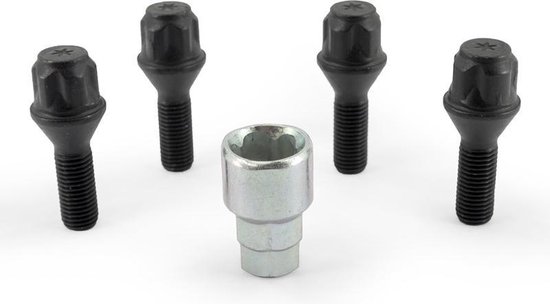 QSP Wielmoeren en tapeinden Conisch Zwart - Zilver M14x1.25