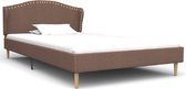 Bedframe Bruin Stof (Incl LW Led klok) 90x200 cm - Bed frame met lattenbodem - Tweepersoonsbed Eenpersoonsbed