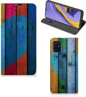 Book Wallet Case Geschikt voor Samsung Galaxy A51 Wood Heart