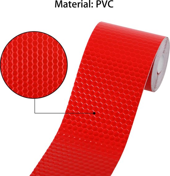 Rode reflecterende tape met honingraatpatroon, materiaal PVC.