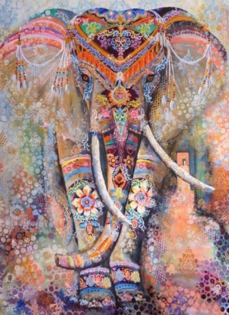Happy Painter Diamond Painting Kleurrijke Olifant 30x40cm