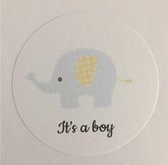 Geboorte sticker zegel jongen geboren - It's a Boy & Lichtblauw Olifant Sluitsticker - Sluitzegel | Geboortekaart - Envelop | Girl | Envelop sticker | Cadeau - Gift - Cadeauzakje -