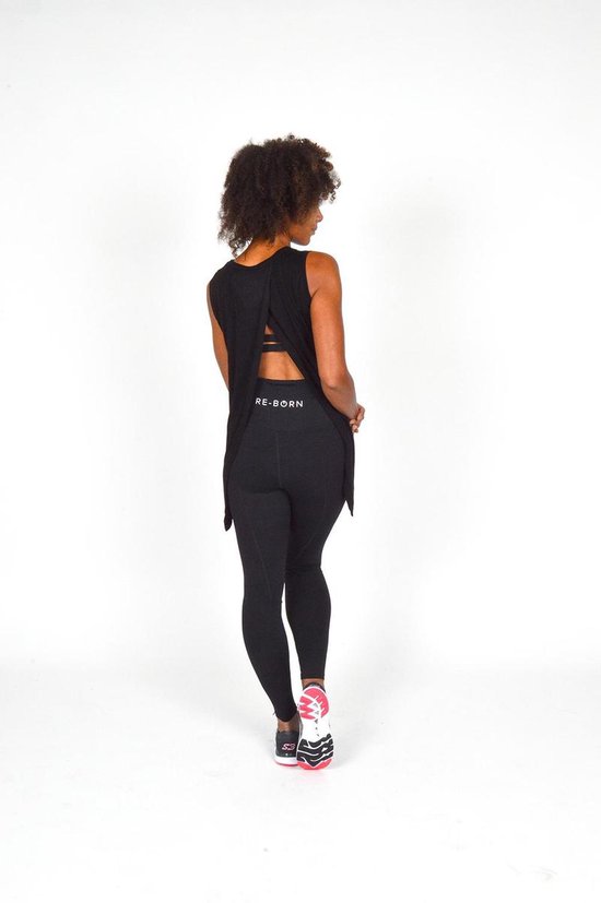 Re-Born - Sportkleding - Sport top mouwloos - Yogatop - Fitness top - Wijdere top - Dames - Zwart - Maat M van Re-Born — afbeelding 5