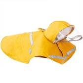 Waterproof regenjas - poncho voor honden met reflector - GEEL - SMALL (S)