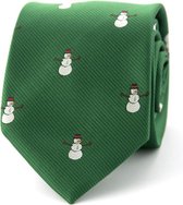Kerststropdas sneeuwpop groen polyester