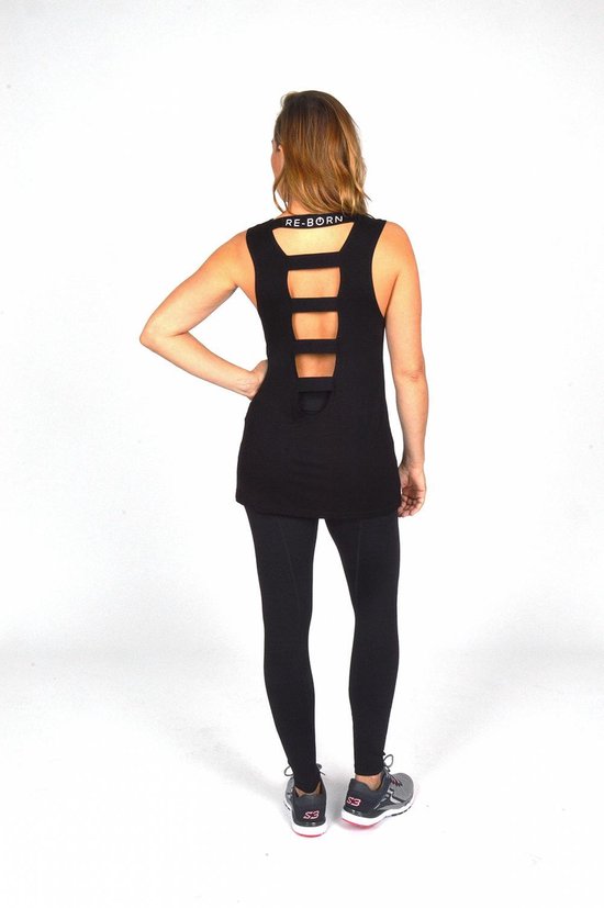 Re-Born Tanktop Elastiek Open Rug Dames - Zwart - Maat XL van Re-Born — afbeelding 5