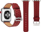 Geschikt voor Apple Watch luxe bandje van gevlochten leer|Geschikt voor Apple Watch 1 / 2 / 3 / 4 / 5 | 38MM / 40MM | Premium kwaliteit | Rood / Red | TrendParts