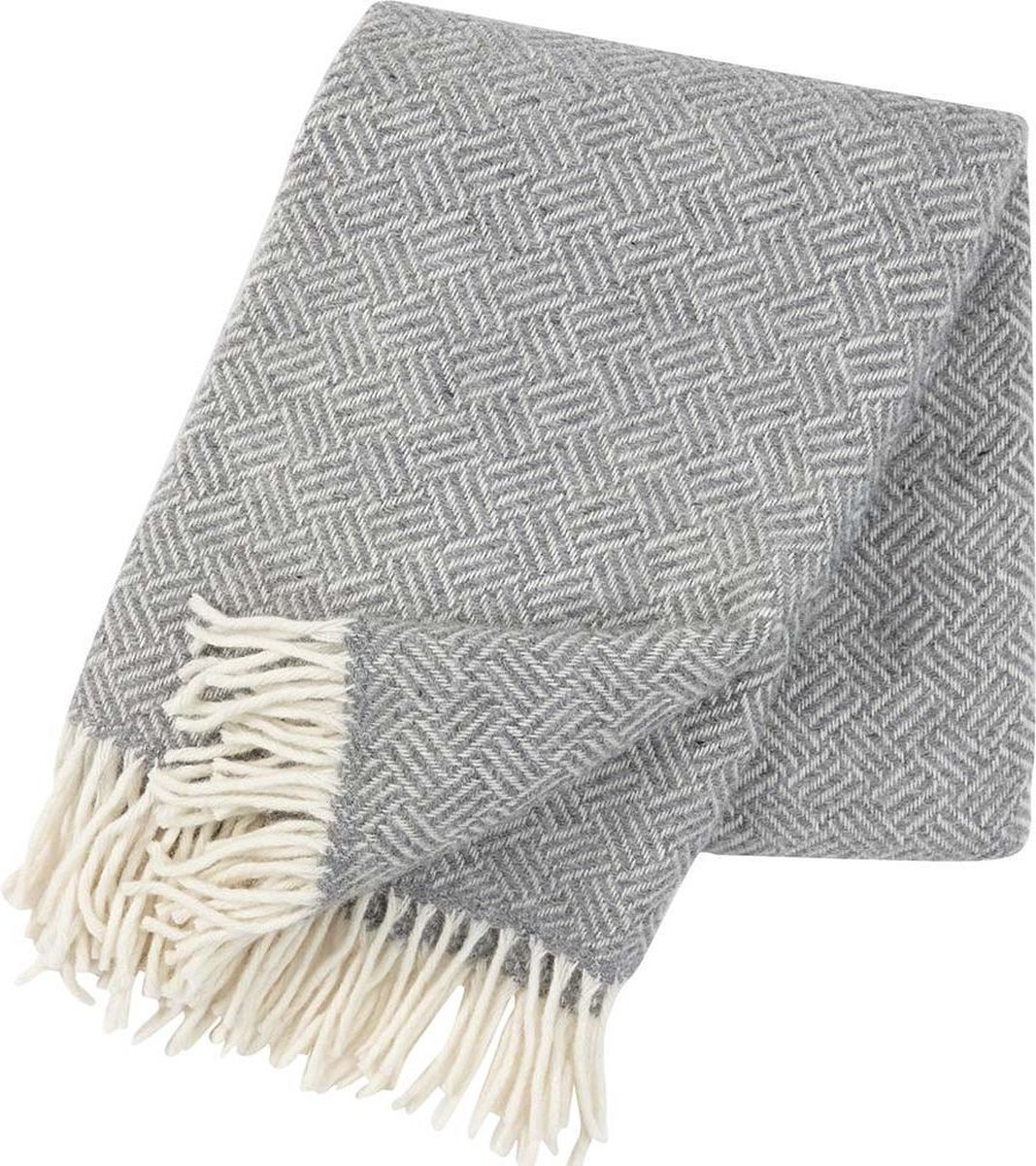 Klippan Samba - Plaid- Grijs -Wit - 100% wol - Eco wol - Lamswol - 200cm x 130cm - Wasbaar - Lekker zacht