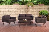 CLP Kiruna - Loungeset - 5 mm rond polyrattan - bruin gemeleerd terrabruin 45 cm (Dunkelbraun)