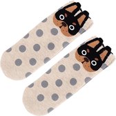 Gestippelde hondensokken beige - Cartoon Style - Hond - Unisex Sokken - Maat 36-41