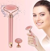 2019 Nieuwkomer Elektrische 2-in-1 Luxe Jade Roller -6.000 vibraties per minuut I Rozenkwarts I Gezichtsroller I Rose Quartz Roller I Gezichtsmassage I Jade Roller Gezicht I Ontspanning I Gez