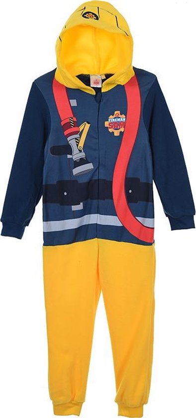 Brandweerman Sam blauwe gele pyjama / maat + gratis Sam gymtas | bol.com