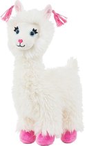 Pluche witte alpaca/lama knuffel 22 cm - Alpacas/lamas boerderijdieren knuffels - Speelgoed voor kinderen