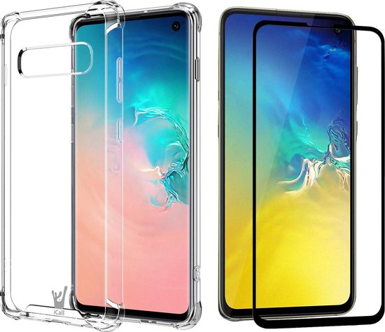 Hoesje geschikt voor Samsung S10e en Screen Protector - Transparant Shock Proof Case + Screenprotector Full