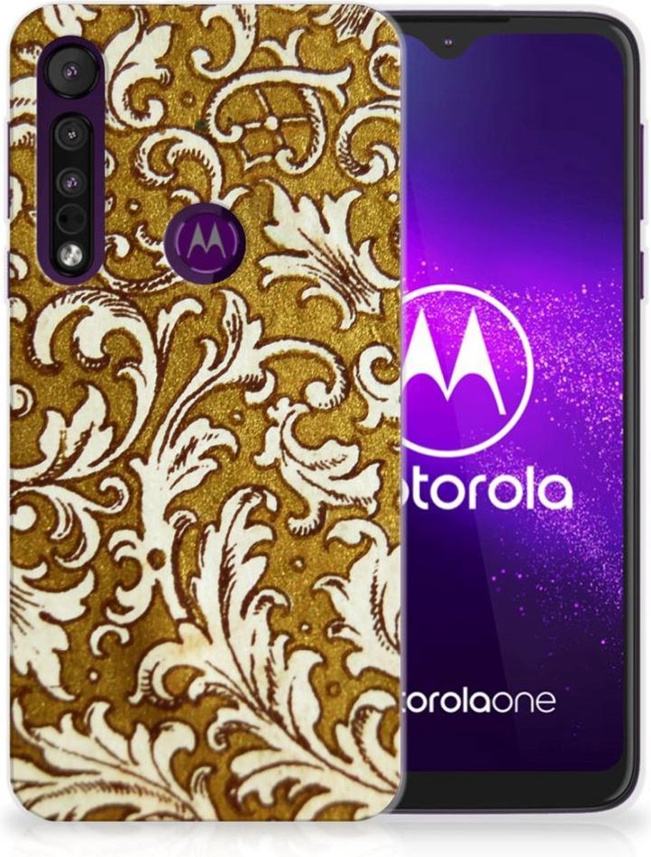 Siliconen Hoesje Motorola One Macro Barok Goud
