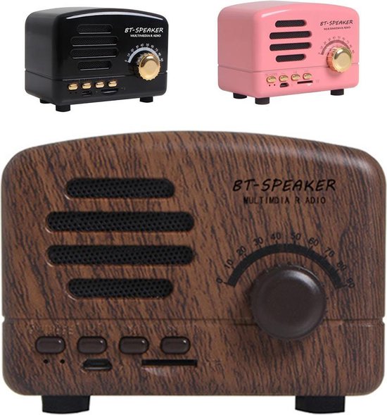 Retro Bluetooth speaker / fm radio Bruin — afbeelding 2
