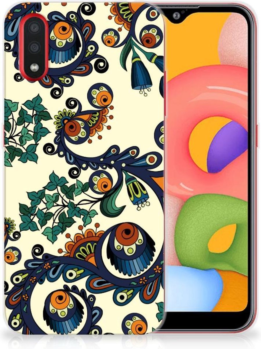 Siliconen Hoesje Samsung Galaxy A01 Barok Flower