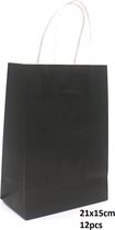 Cadeautas - Giftbag Papier - Set van 12 Stuks - 21x15 cm - Zwart