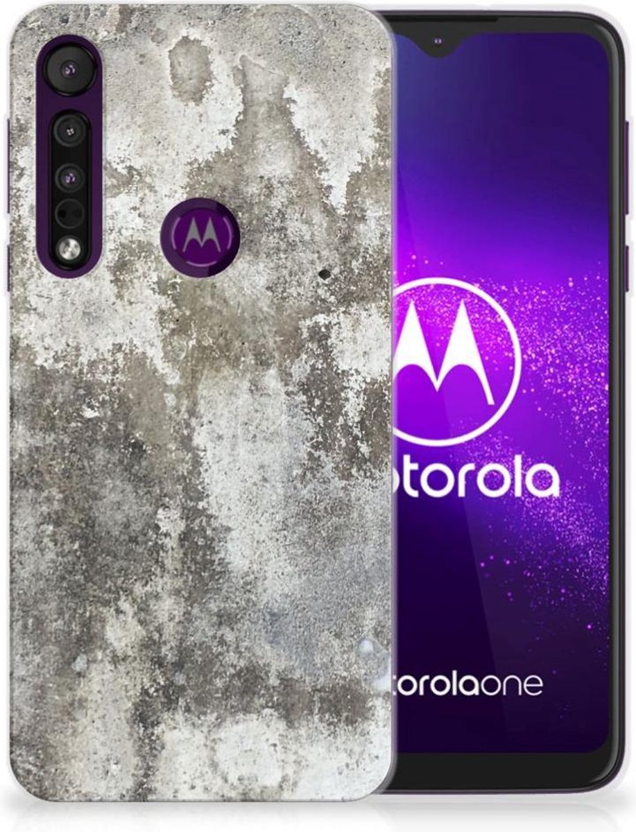 Motorola One Macro TPU Siliconen Hoesje Beton Print