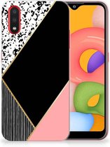 TPU Hoesje Samsung Galaxy A01 Zwart Roze Vormen