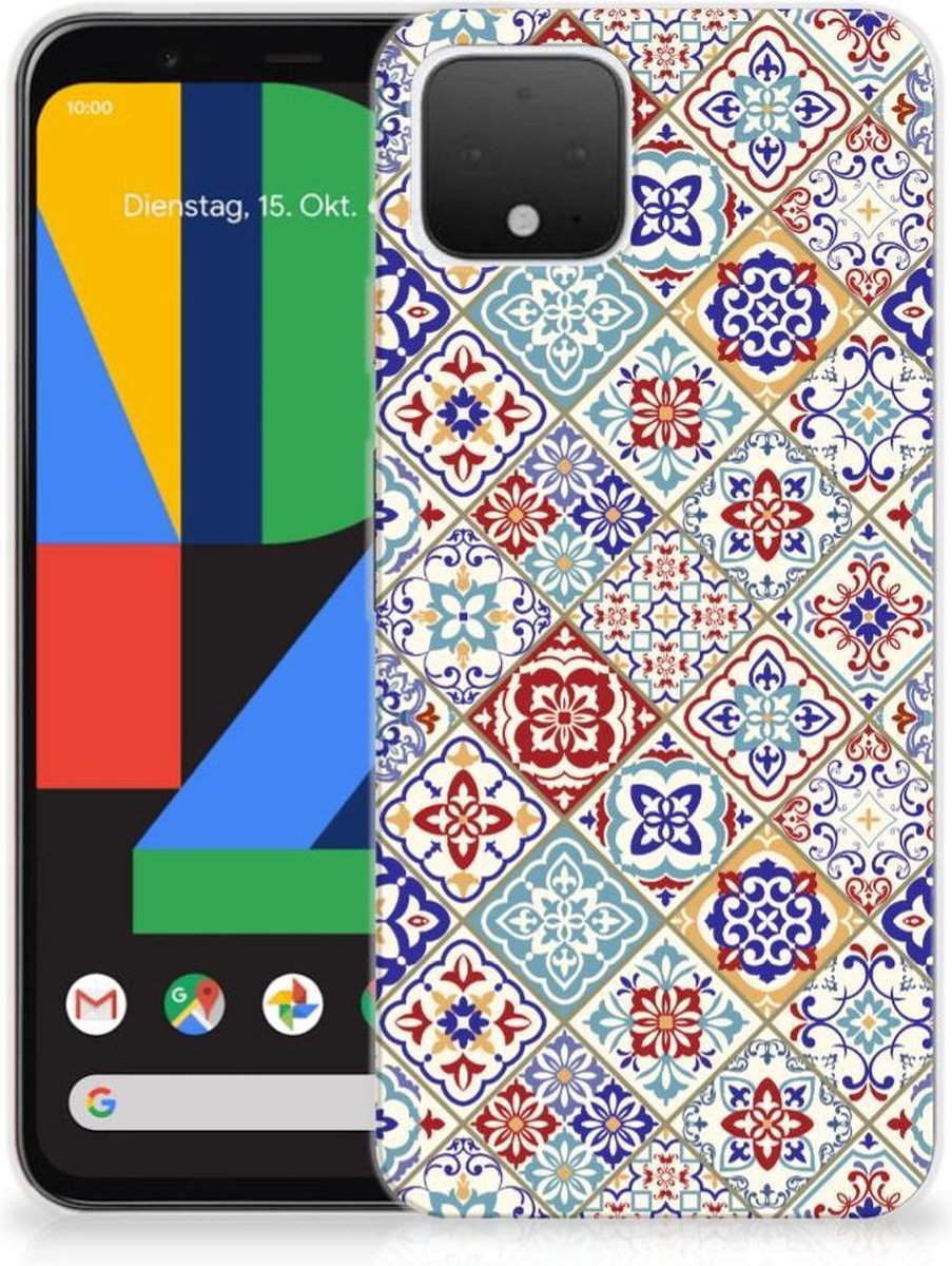 Google Pixel 4 TPU Siliconen Hoesje Tiles Color