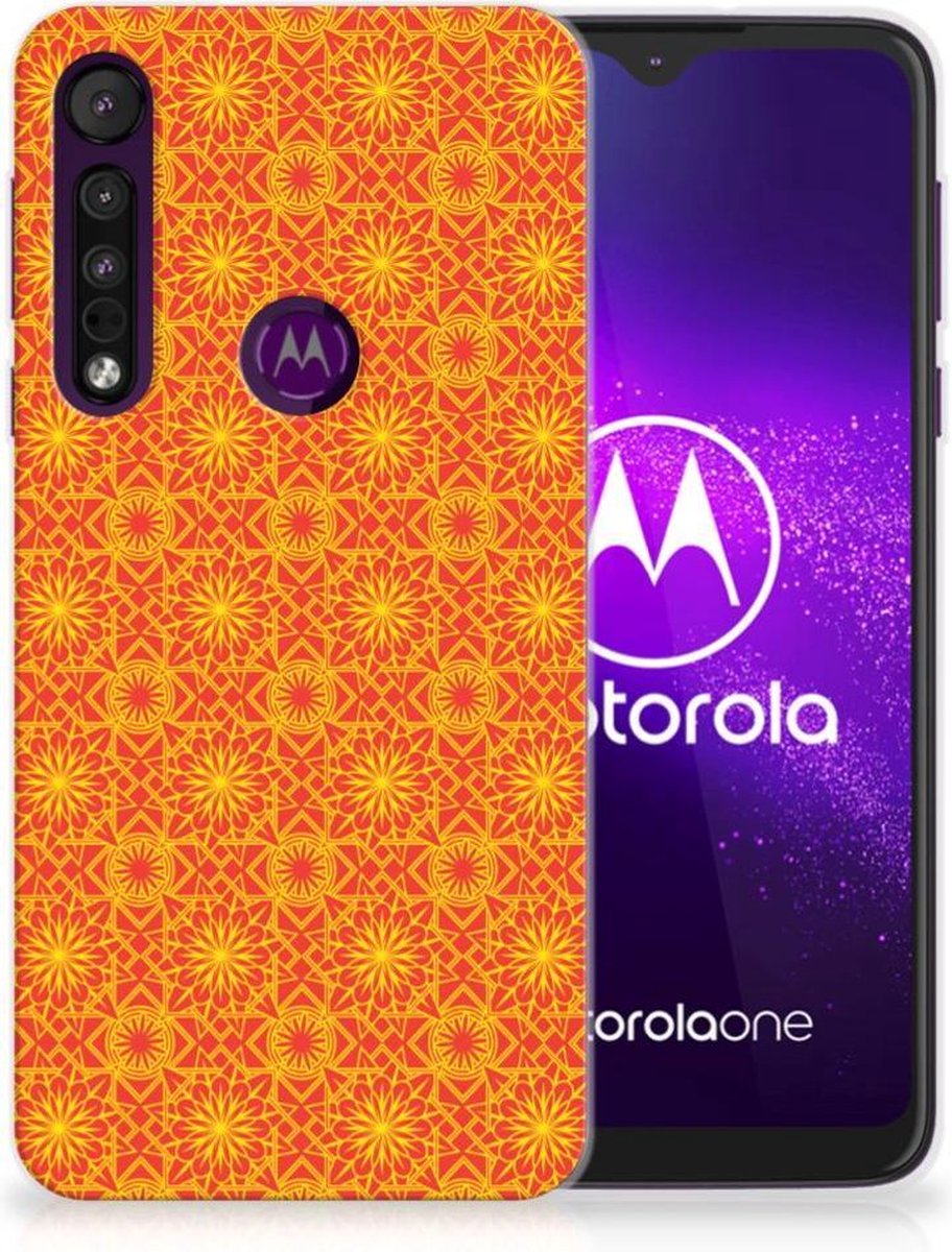 Motorola One Macro TPU bumper Batik Oranje