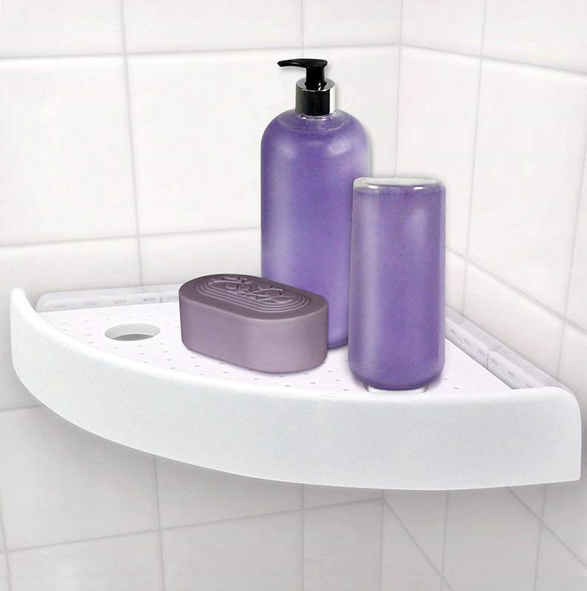 Douche plank - badkamer opbergplank - doucherek hoekplank - zeep houder muur niet boren |