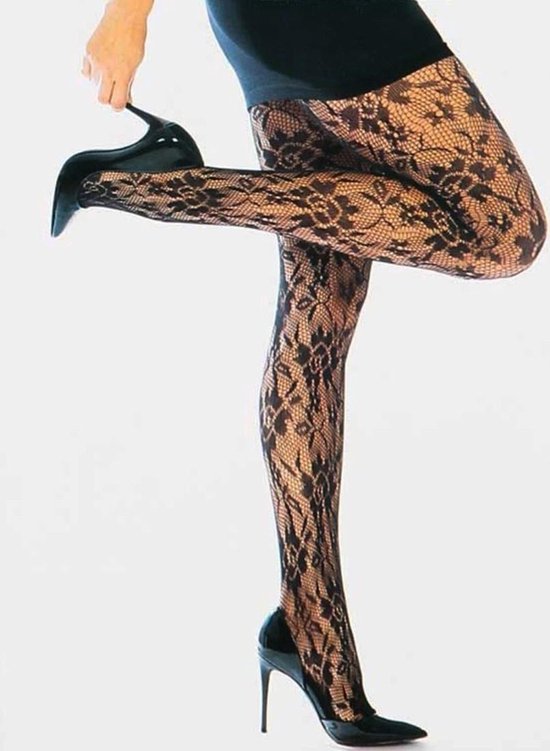 Sarlini Classic Elegance zwarte kanten panty - S/M - Zwart | bol.com