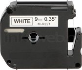 FLWR - Printetiket / m-K221 / Zwart op Wit - geschikt voor Brother