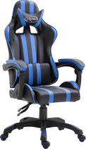 Luxe Gamestoel Zwart Blauw (Incl onderlegger) met Voetenbankje - Gaming Stoel - Gaming Chair - Bureaustoel racing - Racestoel - Bureau stoel gamen