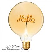 Ledlamp -  Met Tekst - Hello - Goud - XL Model - Grote Bolvormige LED