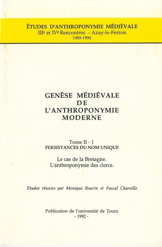 Études d’anthroponymie médiévale - Genèse médiévale  ... - cover