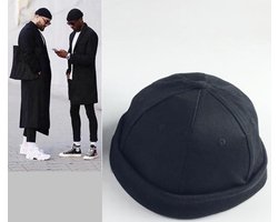 Beanie Cap zwart Fisherman -uniseks Vissers Beanie Retro Navy Style Beanie-Hat-Hoed-Beanie cap -Beanie - Hippie - One size - hippie accessoires-retro - Hoed-kerstcadeau