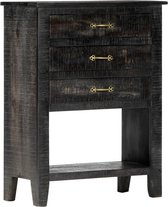 Ladekast Hout Zwart (Incl 3d klok) - wandkast - Buffetkast - opbergkast - Kast met lades - schoenenkast - gangkast