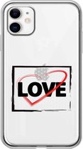 Apple Iphone 11 siliconen love telefoonhoesje - Transparant - Love design