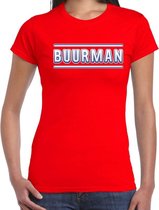 Buurman verkleed t-shirt rood voor dames - buurman carnaval / feest shirt kleding / kostuum L