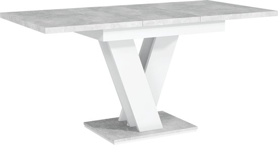 Pro-meubels - Eettafel - Eetkamertafel - Glasgow - Wit - Betonlook - Uitschuifbaar 120-160cm