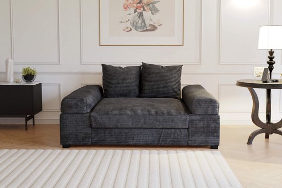 zitbank big sofa fatguy- small- corduroy zwart- seatsandbeds