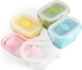 Opvouwbare voedselcontainer van siliconen met klikdeksel, stapelbaar, ruimtebesparend, BPA-vrij, 150 ml, 4 verpakkingen