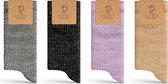 Rafray Socks Glitter Sokken Dames - Gift box - Premium Katoen - 4 paar - Maat 36-40