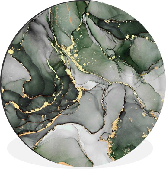 WallCircle - Wandcirkel - Muurcirkel - Luxe - Marmer - Groen - Aluminium - Dibond - ⌀ 30 cm - Binnen en Buiten