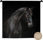 Wandkleed - Wanddoek - Paard - Dier - Zwart - 60x60 cm - Wandtapijt