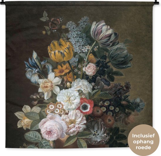 Wandkleed - Wanddoek - Stilleven met bloemen - Schilderij van Eelke Jelles Eelkema - 150x150 cm - Wandtapijt