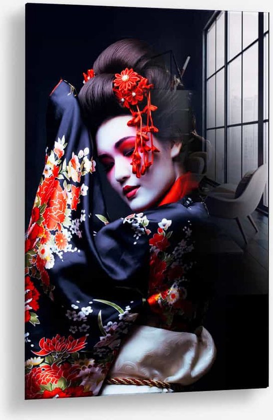 Wallfield™ - Geisha II | Glasschilderij | Gehard glas | | Magnetisch Ophangsysteem