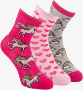 3 paar meisjes sokken met vrolijke print - Roze - Maat 31/34
