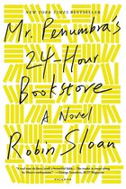Boekomslag van 'Mr. Penumbra's 24-Hour Bookstore' met gele zigzag achtergrond en zwarte tekst.
