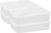 1,1 l * 4 plastic voedselopslagcontainers met deksels, voedselcontainers, magnetron-, vriezer- en vaatwasmachinebestendig, lunchboxen, koelkastorganizercontainers met deksel
