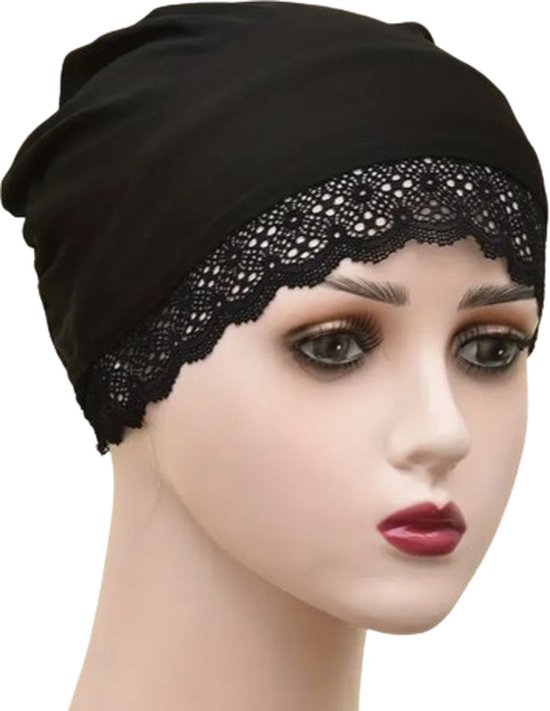 Onderkapje hijab zwart kant - hoofdkapje - onderkapje - haarnetje - hijab - moslim