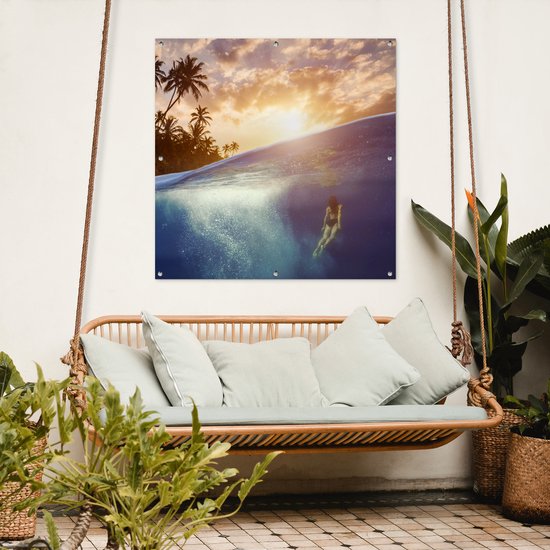 Toile de jardin Mer - Nageur - Soleil - 100x100 cm