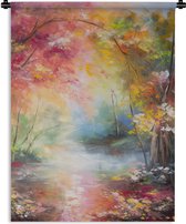 Wandkleed - Wanddoek - Landschap - Olieverf - Kleurrijk - Natuur - 90x120 cm - Wandtapijt